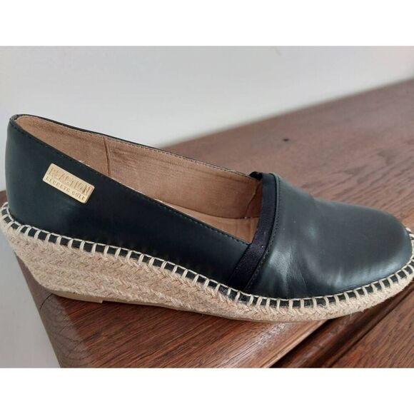 Kenneth Cole Reaction CLO A-LINE WEDGE Black leather size 8 - Picture 2 of 5